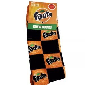 Coca Cola  -Fanta Orange Printed Crew Socks Adult OS
